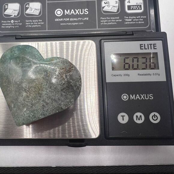 Moss Agate Crystal Heart (#9) - Picture 10 of 10
